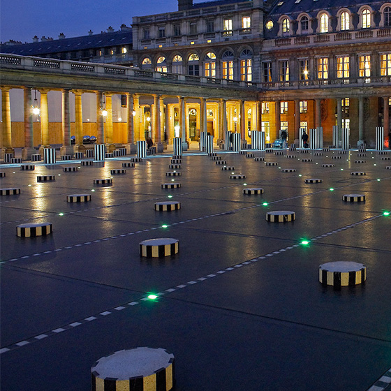 Les Deux Plateaux at the Palais-Royal in Paris, a work embellished with LEDs
